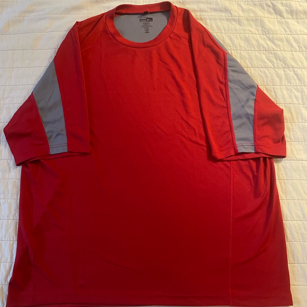 REI Men's Performance Short Sleeve Red and Gray Shirt XXL